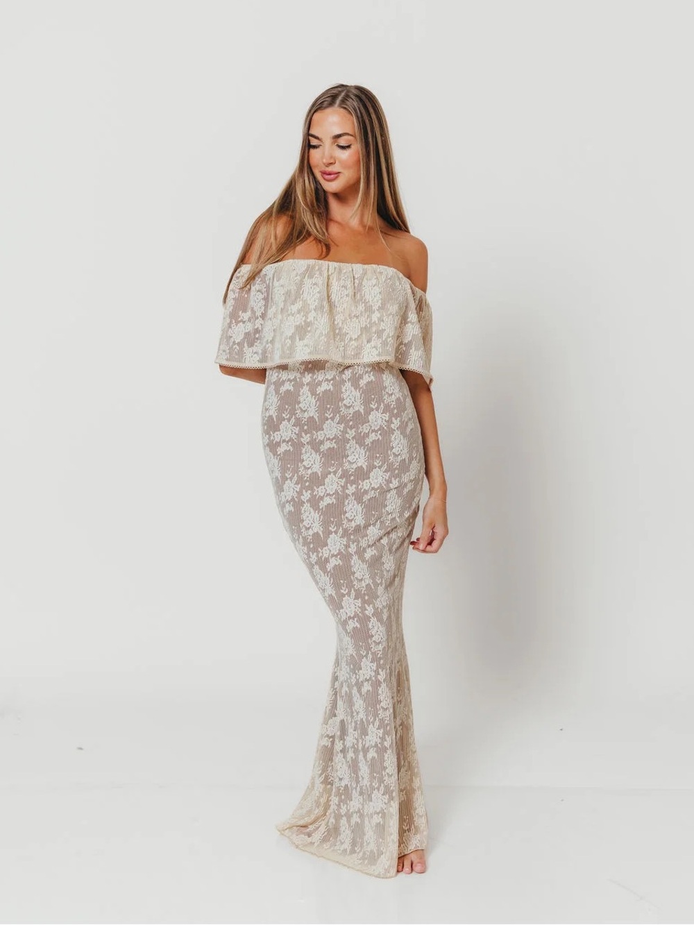 New Worth Collective Reverie Maxi Dress Vintage Style Lace Size Medium Cream NWT